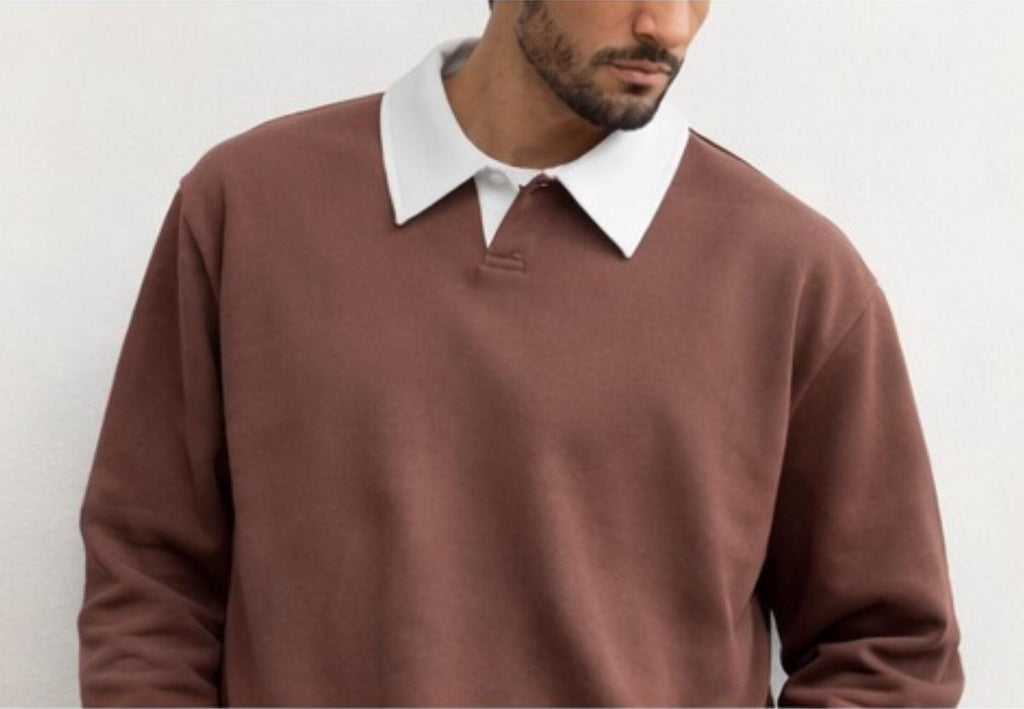 Brown polo collar sweater