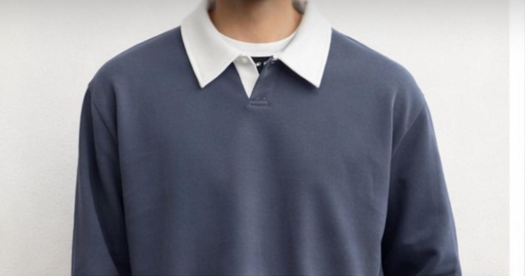 Navy blue polo collar sweater