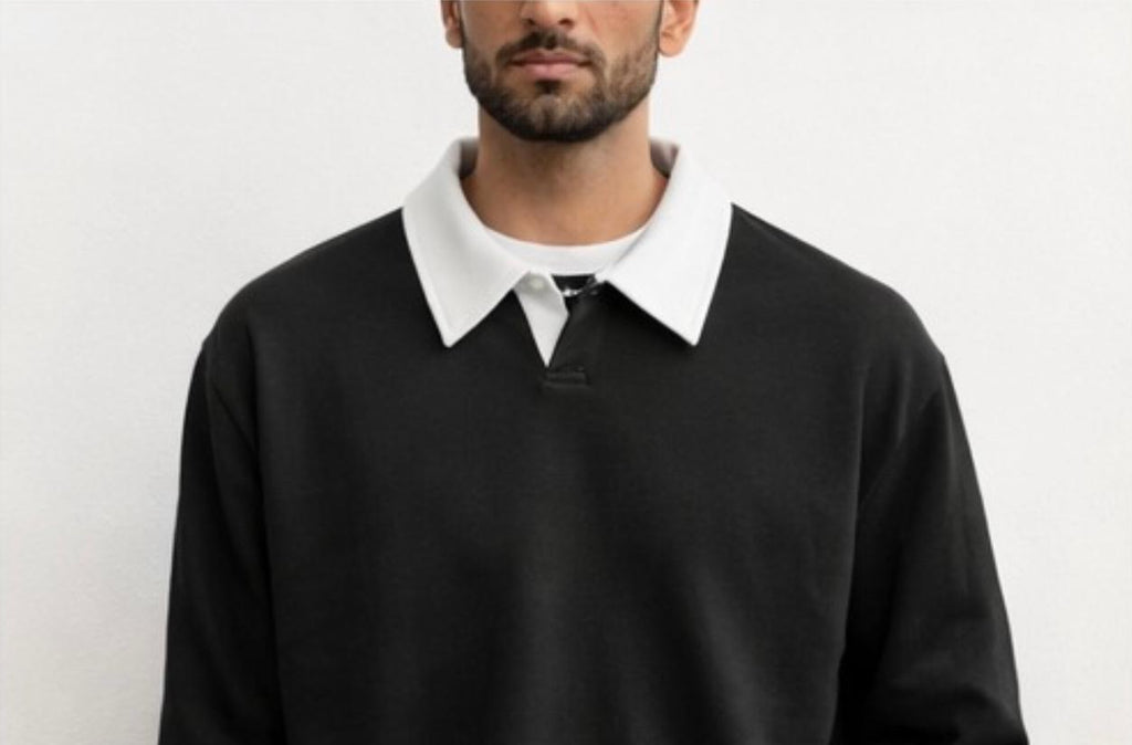 Black polo collar sweater