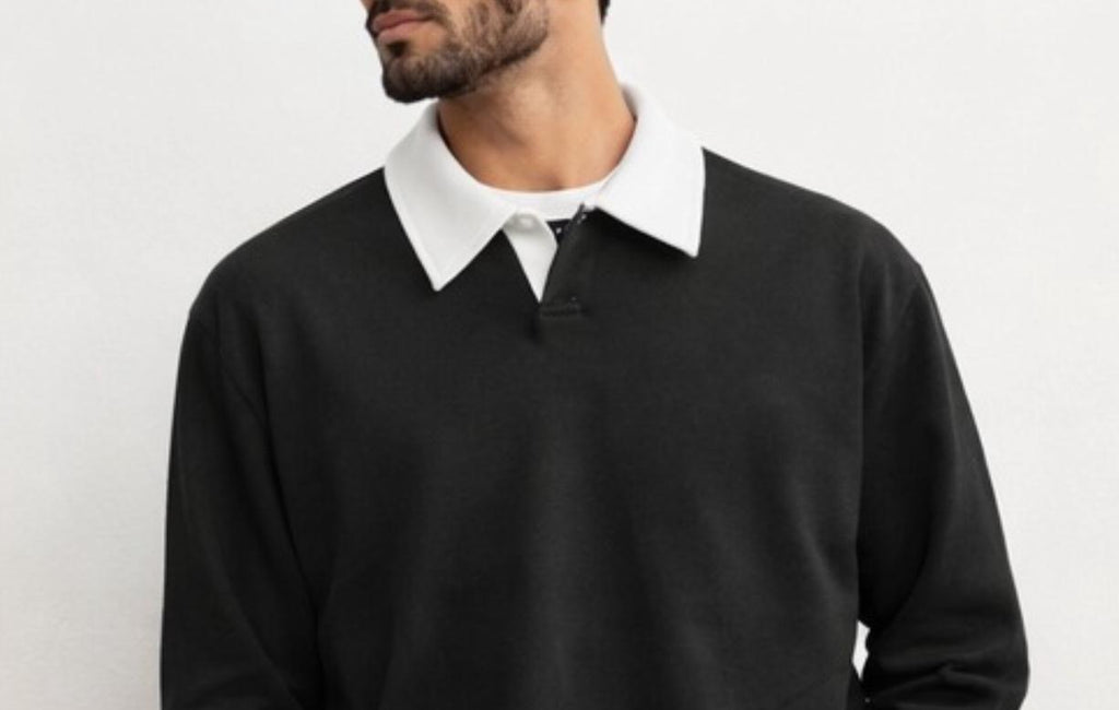 Black polo collar sweater
